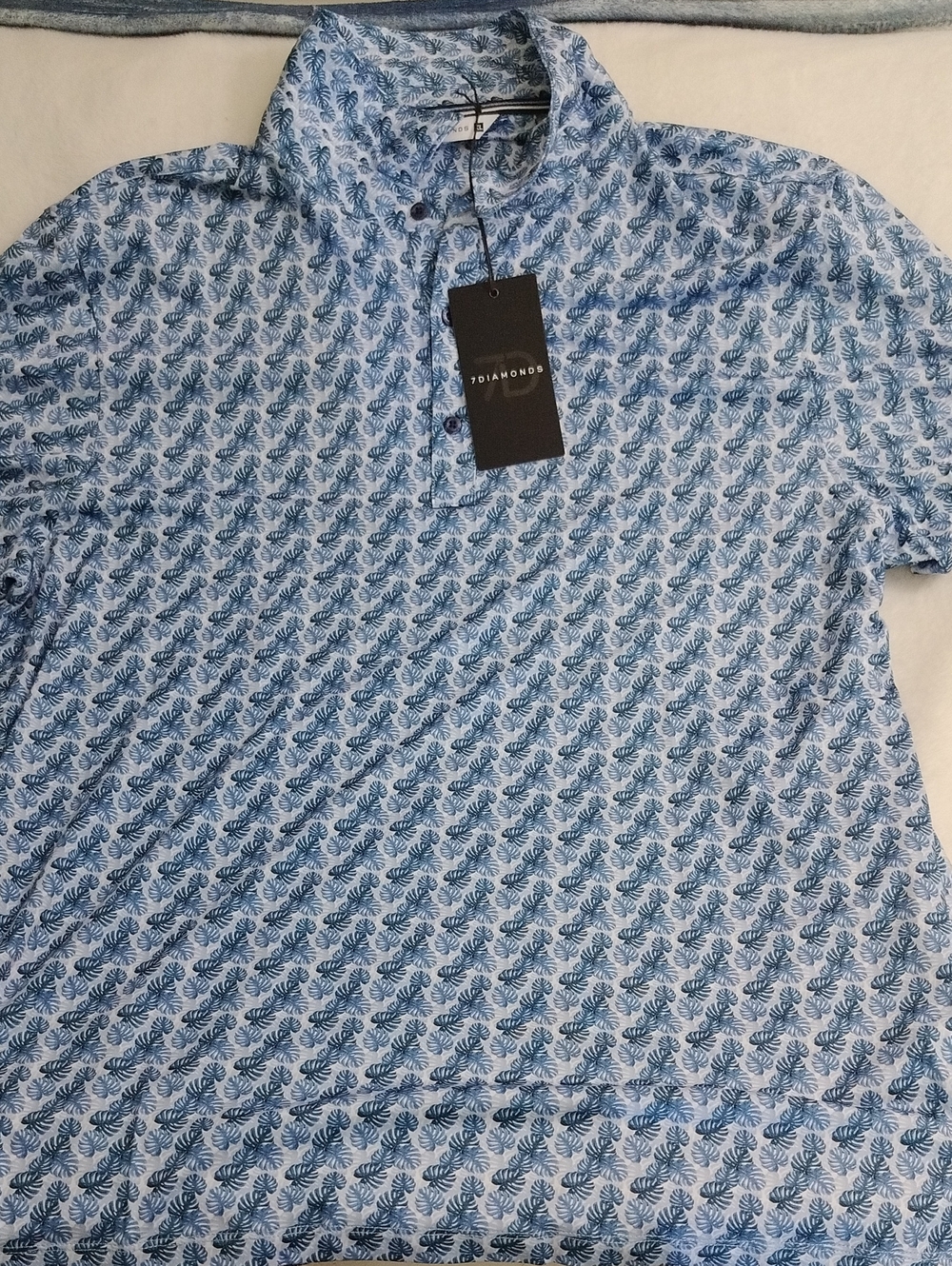 7 Diamonds Tropical Leaf Stretch Wicking Golf Polo Shirt SMP-1578 Men's XL NWT